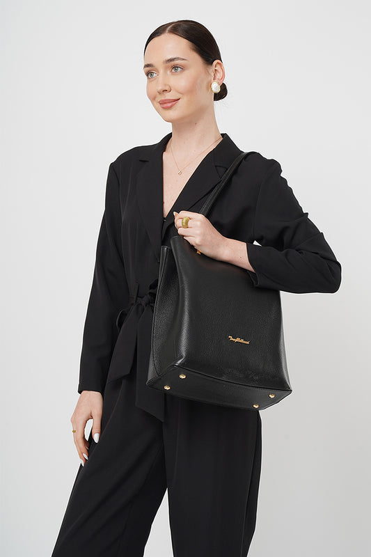 L’Élégance Leather Shoulder Bag - Noir